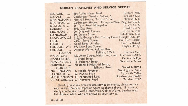 Goblin Service Centres in the 1960s